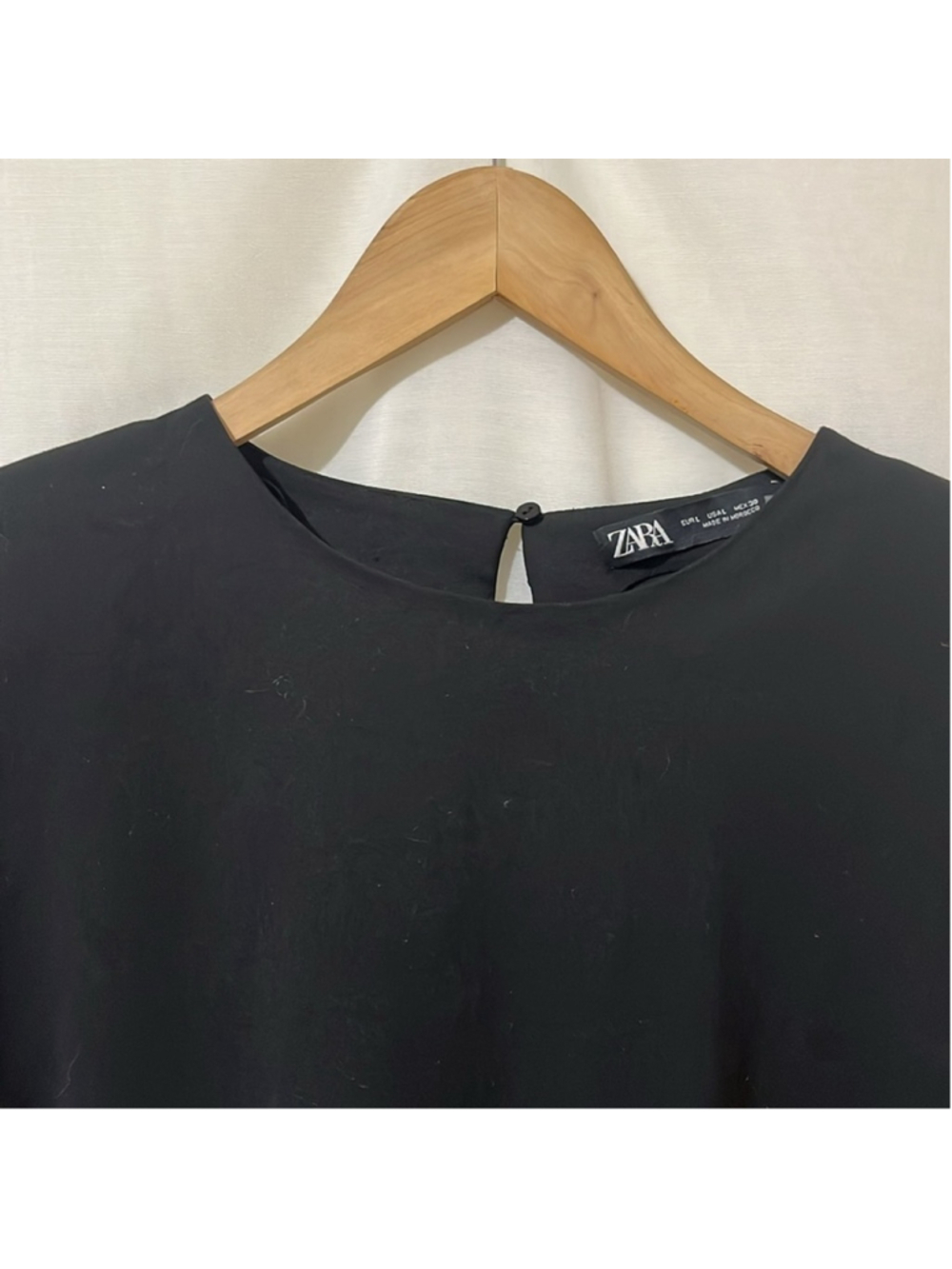 Zara Black Round Neck Dress with Fringed Arms and Back a110 - Picture 2 of 7